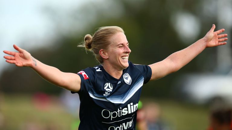 during the round one W-League match between Melbourne Victory and Canberra United at Epping Stadium on October 28, 2017 in Melbourne, Australia.