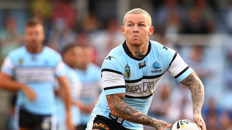 Todd Carney playing for the Cronulla Sharks back in  2014.