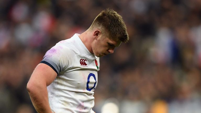 A dejected Owen Farrell after England's loss to France