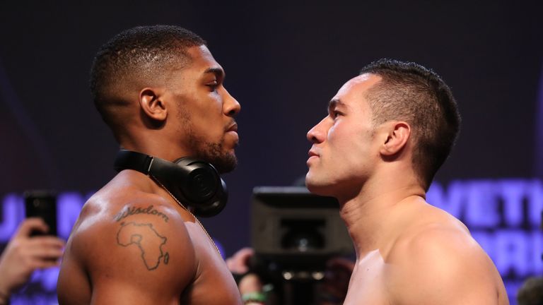 Joshua vs Parker weigh-in