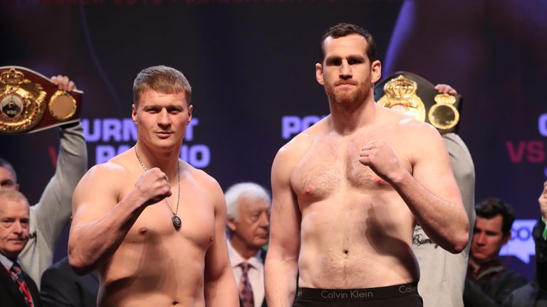 JOSHUA -PARKER PROMOTION.WEIGH IN.MOTOR POINT ARENA,.CARDIFF,WALES.PIC LAWRENCE LUSTIG.DAVID PRICE AND ALEXANDER POVETKIN  WEIGH IN AHEAD OF THEIR FIGHT ON  EDDIE HEARNS MATCHROOM PROMOTION AT THE PRINCIPALITY STADIUM, CARDIFF ON SATURDAY(MARCH 31ST) 