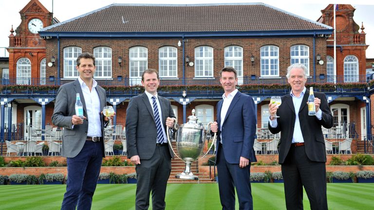 Fever-Tree chief executive Tim Warrillow, tournament director Stephen Farrow, LTA chief executive Scott Lloyd, Fever-Tree CEO Charles Rolls at The Queen's Club (Photo: Adrian Brooks/Imagewise)