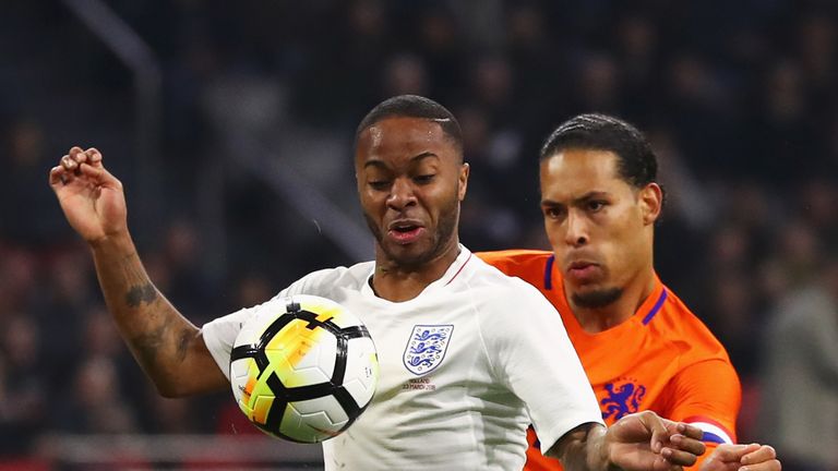 Raheem Sterling and Virgil van Dijk at Amsterdam Arena on March 23, 2018 in Amsterdam, Netherlands.