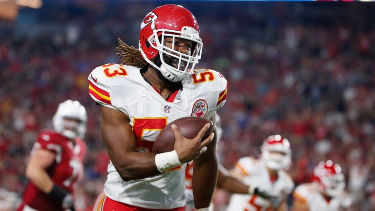 GLENDALE, AZ - AUGUST 15: Outside linebacker Ramik Wilson #53 of the Kansas City Chiefs intercepts a pass during the third quarter of the pre-season NFL game against the Arizona Cardinals at the University of Phoenix Stadium on August 15, 2015 in Glendale, Arizona. The Chiefs defeated the Cardinals 34-19. (Photo by Christian Petersen/Getty Images)