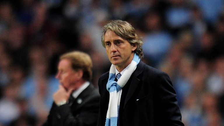 Roberto Mancini during the Barclays Premier League match between Manchester City and Tottenham Hotspur at the City of Manchester Stadium on May 5, 2010 in Manchester, England. (Photo by Shaun Botterill/Getty Images)