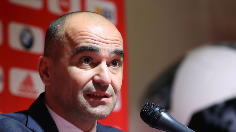 elgium's national football team head coach Roberto Martinez addresses a press conference in Tubize on March 16, 2018