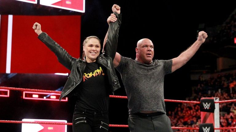 Ronda Rousey will team with Kurt Angle to take on Triple H and Stephanie McMahon at WrestleMania