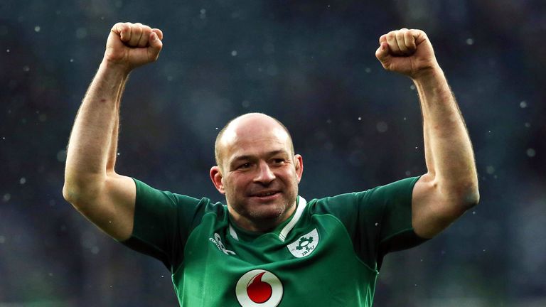 Ireland's Rory Best celebrates after winning the Grand Slam during the NatWest Six Nations match at Twickenham Stadium