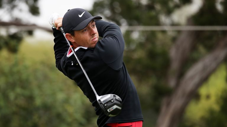 Rory McIlroy plays his shot from the second tee during the third round of the WGC-Dell Match Play at Austin Country Club on March 23, 2018
