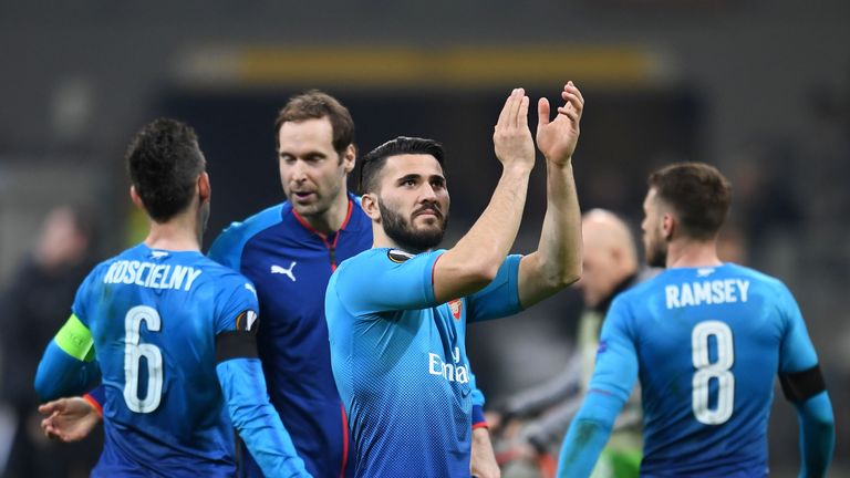  during UEFA Europa League Round of 16 match between AC Milan and Arsenal at the San Siro on March 8, 2018 in Milan, Italy.
