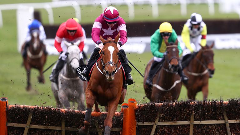 Samcro ridden by Jack Kennedy on the way to winning the Ballymore Novices' Hurdle during Ladies Day at Cheltenham Festival
