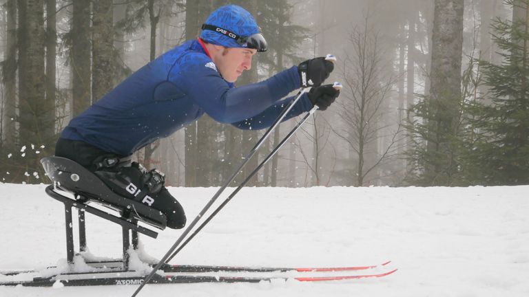 Team GB Para-Nordic Skier  Scott Meenagh in action