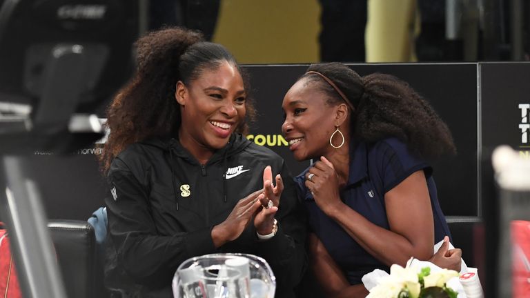 Serena Williams played with her sister Venus, right, in a Fed Cup doubles tie last month