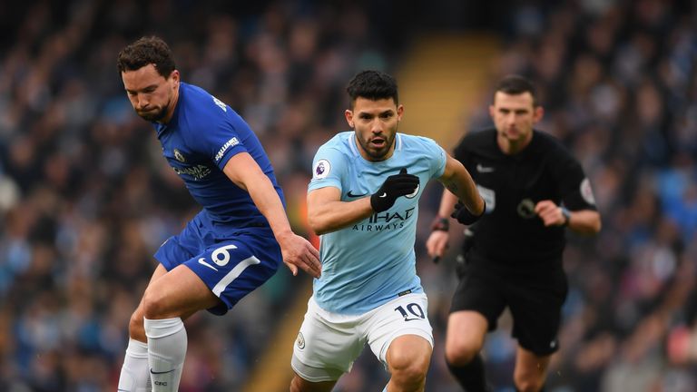 Sergio Aguero during the Premier League match between Manchester City and Chelsea 