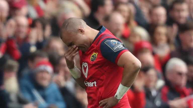 Simon Zebo hobbled off injured after just 25 minutes in his last European Cup game at Thomond Park 