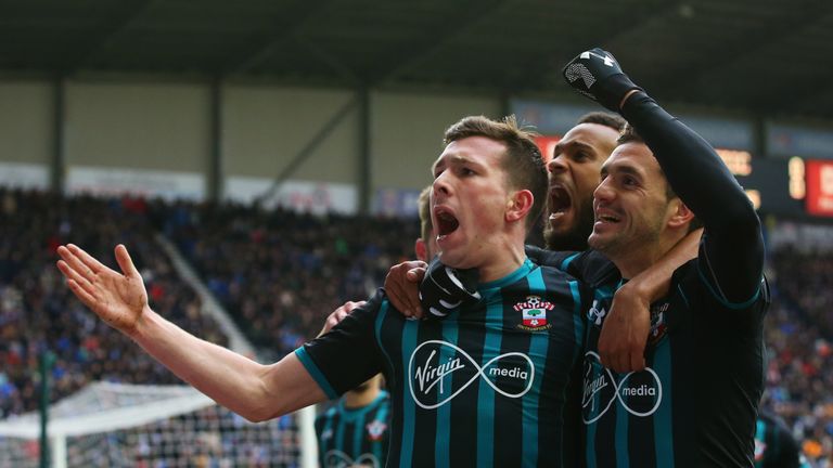 during The Emirates FA Cup Quarter Final match between Wigan Athletic and Southampton at DW Stadium on March 18, 2018 in Wigan, England.