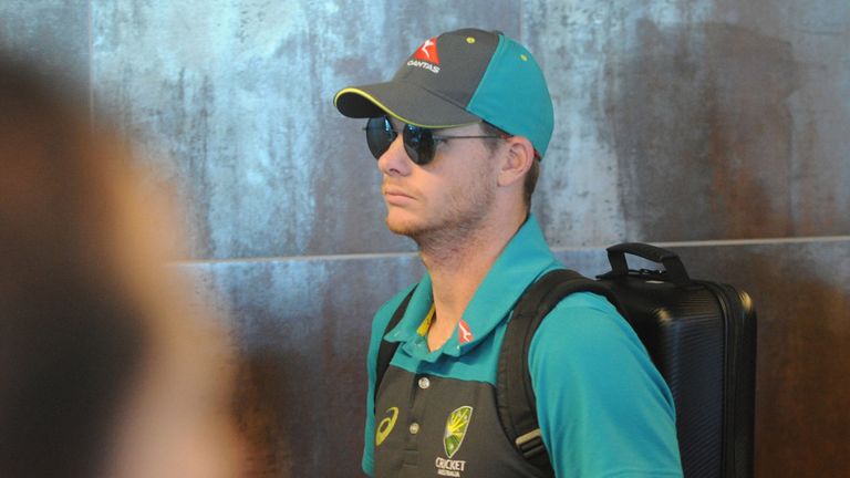 Steve Smith is seen arriving at Cape Town International Airport on March 27, 2018
