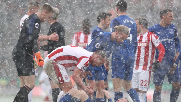  during the Premier League match between Stoke City and Everton at Bet365 Stadium on March 17, 2018 in Stoke on Trent, England.