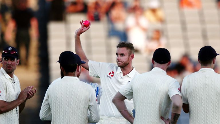 Stuart Broad during day one of the First Test match between New Zealand and England at Eden Park on March 22, 2018 in Auckland, New Zealand.
