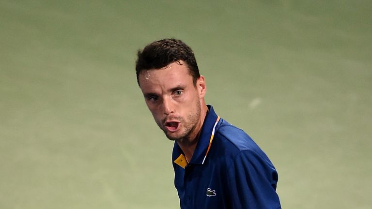 DUBAI, UNITED ARAB EMIRATES - MARCH 03: XXX during his final match against XXX on day six of the ATP Dubai Duty Free Tennis Championships at the Dubai Duty Free Stadium on March 3, 2018 in Dubai, United Arab Emirates