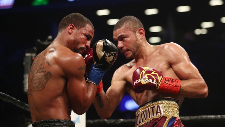 NEW YORK, NY - MARCH 03:  Jose Uzcategui punches Andre Dirrell during their IBF interim super middleweight title fight at Barclays Center on March 3, 2018 in the Brooklyn Borough of New York City.  (Photo by Al Bello/Getty Images)