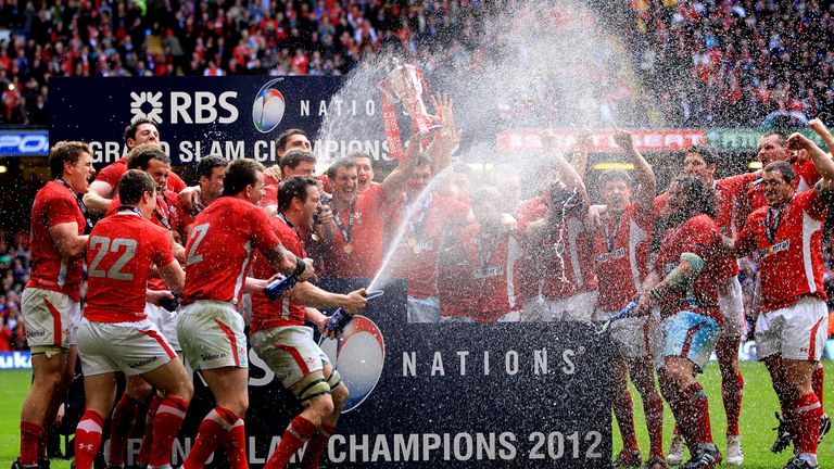 Wales' celebrations having secured the 2012 Grand Slam in Cardiff