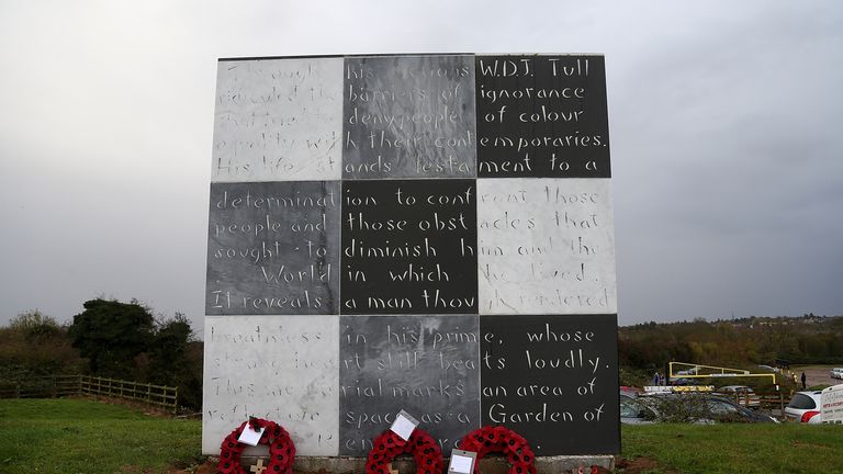 The Walter Tull memorial at Sixfields Stadium in Northampton