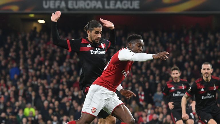 LONDON, ENGLAND - MARCH 15: of Arsenal during UEFA Europa League Round of 16 match between AC Milan and Arsenal at Emirates Stadium on March 15, 2018 in London, United Kingdom. (Photo by Stuart MacFarlane/Arsenal FC via Getty Images)