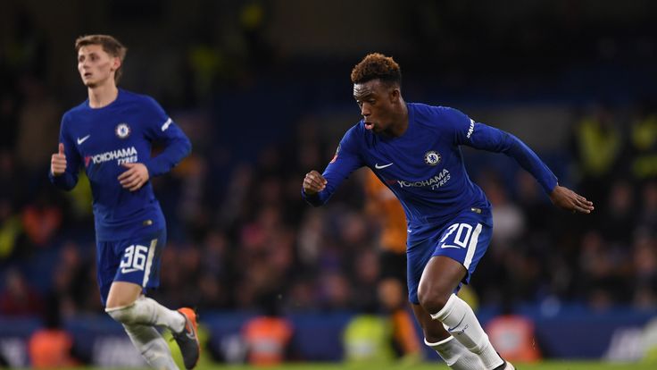 during The Emirates FA Cup Fifth Round match between Chelsea and Hull City at Stamford Bridge on February 16, 2018 in London, England.