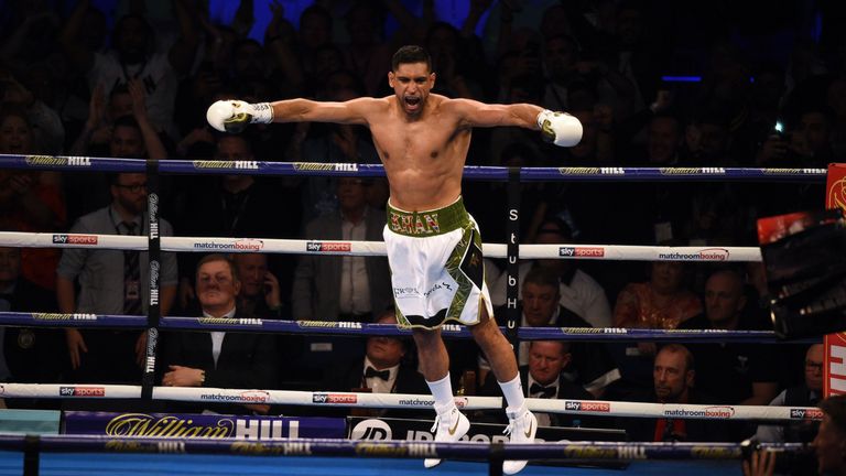 Amir Khan celebrates after beating Phil Lo Greco in 40 seconds