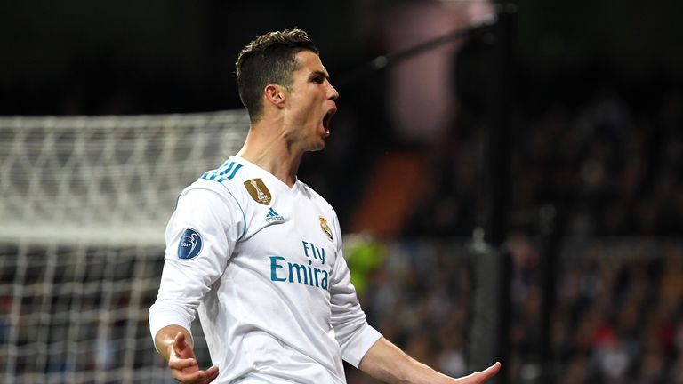 Cristiano Ronaldo celebrates after scoring an injury-time penalty