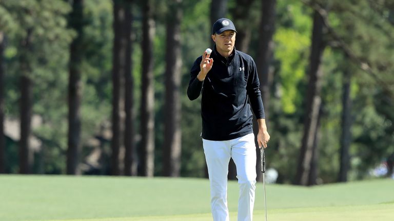 Jordan Spieth during the final round of the 2018 Masters Tournament at Augusta National Golf Club on April 8, 2018 in Augusta, Georgia.