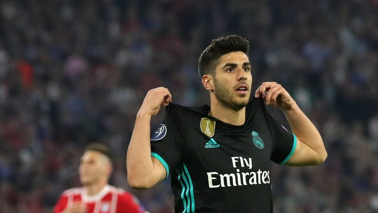 Marco Asensio celebrates after coming off the bench to give Real Madrid the lead
