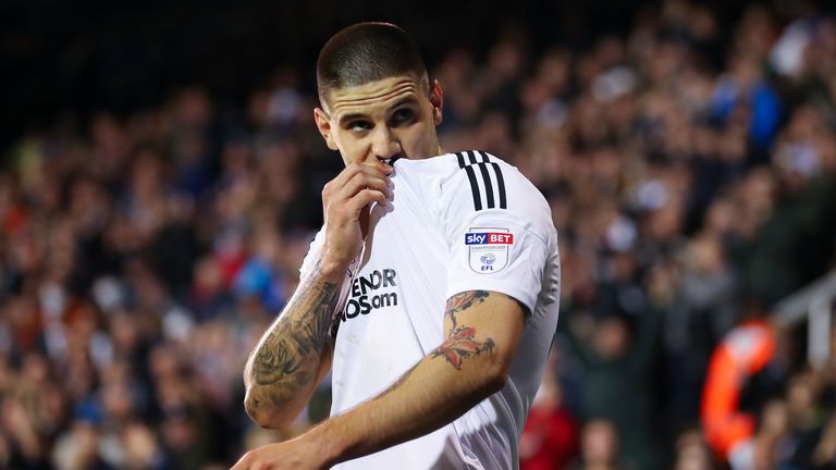 Aleksandar Mitrovic celebrates after giving Fulham the lead