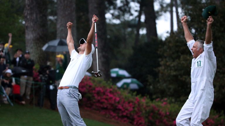 during the final round of the 2013 Masters at the Augusta National Golf Club on April 14, 2013 in Augusta, Georgia.