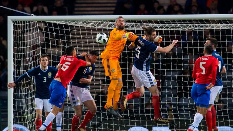 Allan McGregor in action for Scotland 