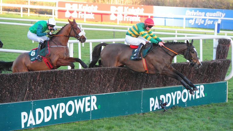 Anibale Fly jumps the last fence on his way to winning the Paddy Power Chase at Leopardstown