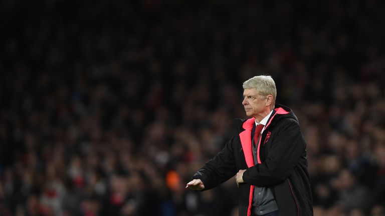 Arsene Wenger during the Europa League semi-final first leg between Arsenal and Atletico Madrid