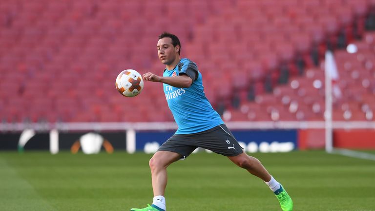 during the UEFA Europa League Semi Final leg one match between Arsenal FC and Atletico Madrid at Emirates Stadium on April 26, 2018 in London, United Kingdom.