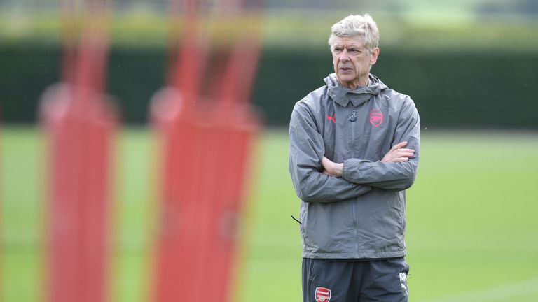 Arsene Wenger during a training session at London Colney on April 25, 2018