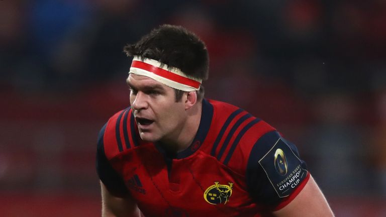 during the European Champions Cup match between Munster and Leicester Tigers at Thomond Park on December 10, 2016 in Limerick, Ireland.