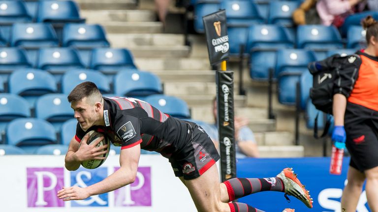 Guinness PRO14, BT Murrayfield, Edinburgh, Scotland 14/4/2018.Edinburgh vs Scarlets.Edinburgh's Blair Kinghorn scores a try.Mandatory Credit ..INPHO/Craig Watson