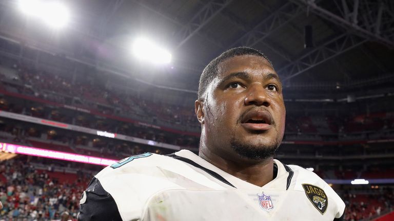 Calais Campbell during the second half of the NFL game at the University of Phoenix Stadium on November 26, 2017 in Glendale, Arizona. The Cardinals defeated the Jaguars  27-24. 