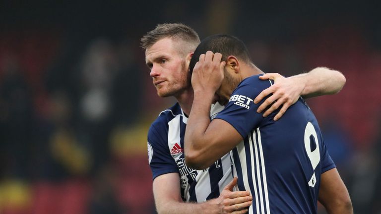 Chris Brunt consoles West Brom team-mate Salomon Rondon