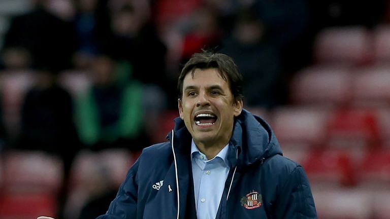 Chris Coleman manager of Sunderland reacts during the Sky Bet Championship match between Sunderland and Reading at Stadium of Light on December 2, 2017 in Sunderland, England