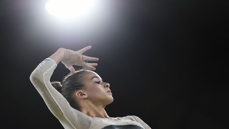 Georgia-Mae Fenton wins gold for England in the women's uneven bars 