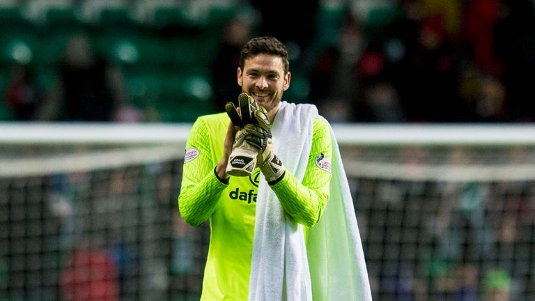 04/04/18 LADBROKES PREMIERSHIP. CELTIC V DUNDEE (0-0). CELTIC PARK - GLASGOW. Celtic's Craig Gordon at full-time.