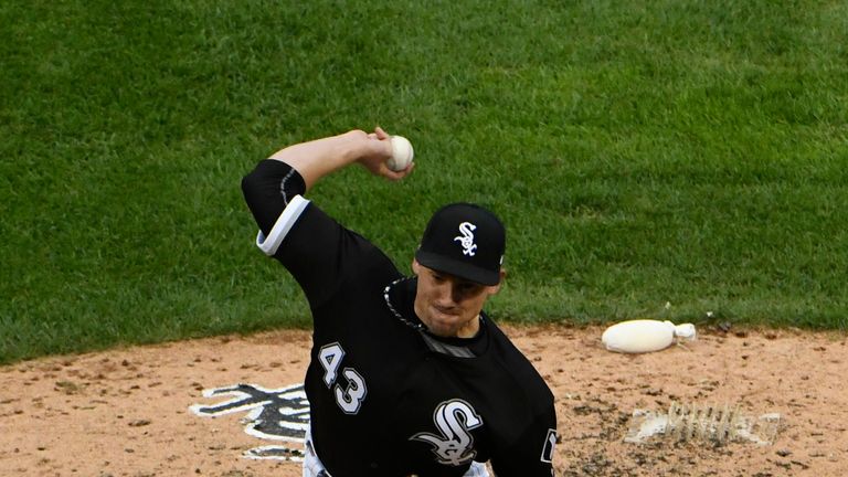 Danny Farquhar in game one of a doubleheader on August 21, 2017 at Guaranteed Rate Field  in Chicago, Illinois.  (Photo by David Banks/Getty Images) *** Local Caption ***