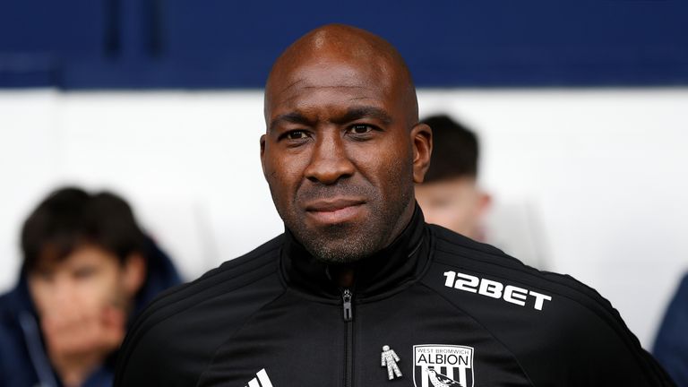 West Bromwich Albion caretaker manager Darren Moore arrives ahead of the Premier League match against Swansea City at The Hawthorns