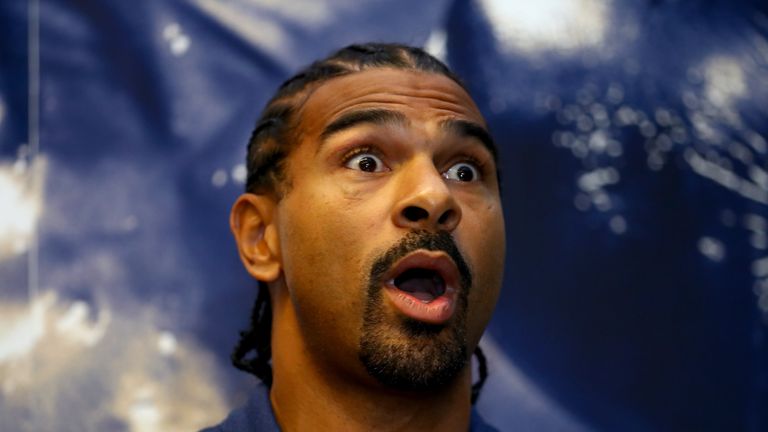  during a press conference at the Park Plaza Hotel on October 4, 2017 in London, England. Haye and Bellew will face each other in a heavyweight contest at the O2 Arena in London on December 17.